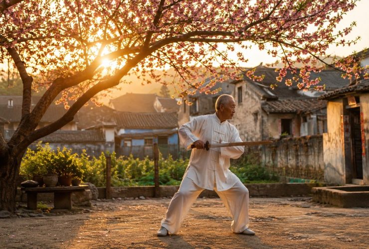 A Retired Teacher's Wuxia Dream: Practicing Swordplay in His Backyard for 30 Years