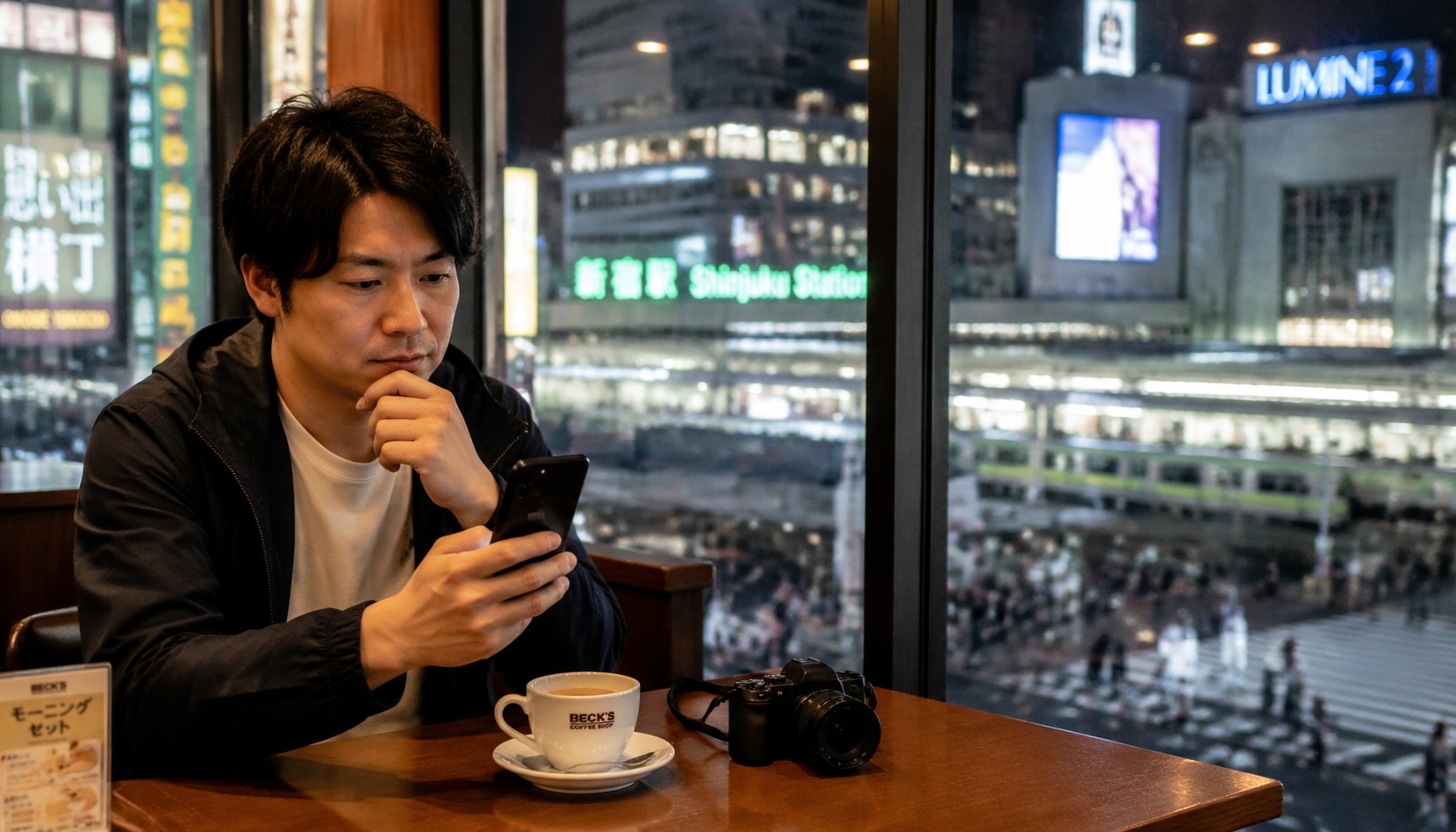 Japanese tourist reflecting on his trip to China while back in Tokyo, comparing expectations with reality