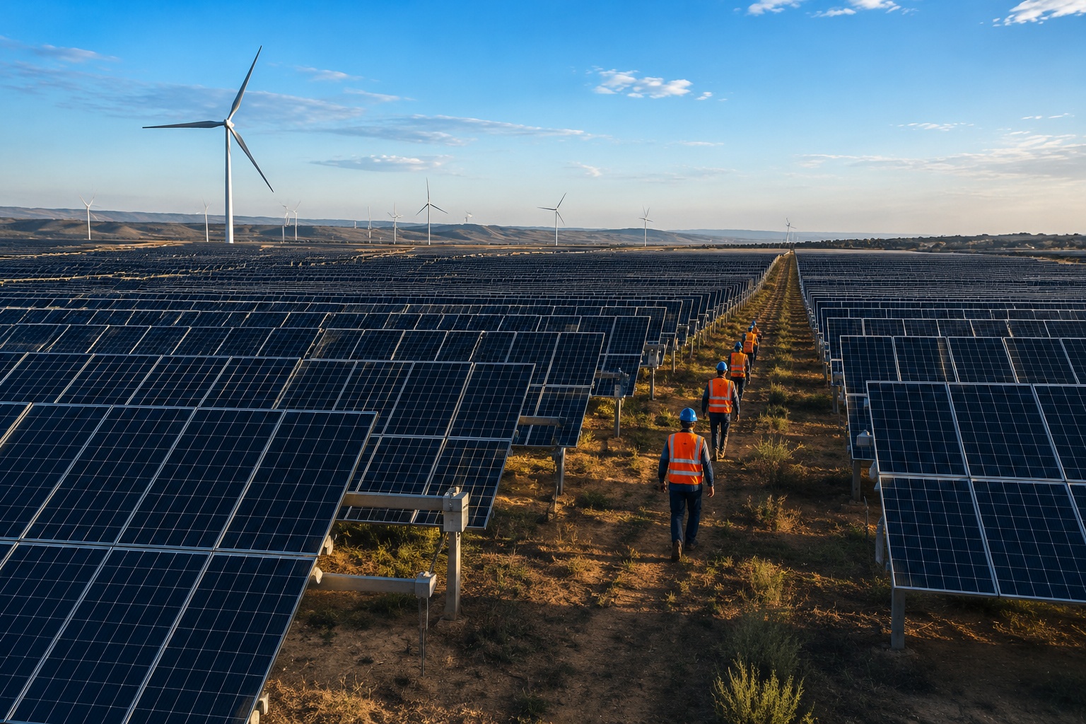 Solar panel farm in Jingbian, Shaanxi, a new energy project
