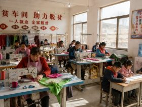 Gansu's Poverty-Alleviation Workshops: Women Sew at Their Doorsteps