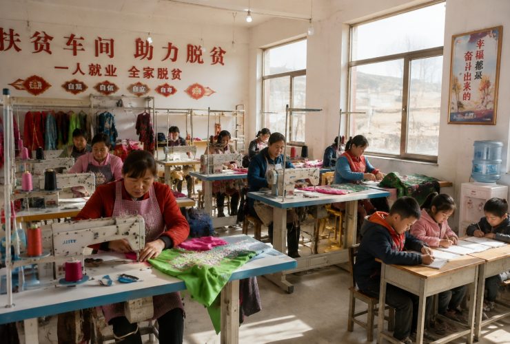 Gansu's Poverty-Alleviation Workshops: Women Sew at Their Doorsteps