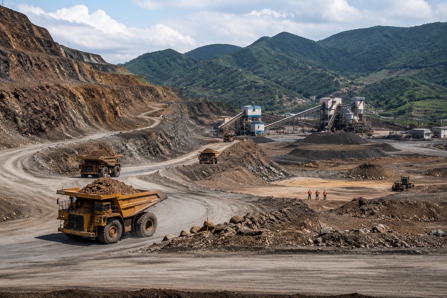 Open-pit phosphate mine in Guizhou, China, where phosphate rock is extracted for fertilizer and battery material production