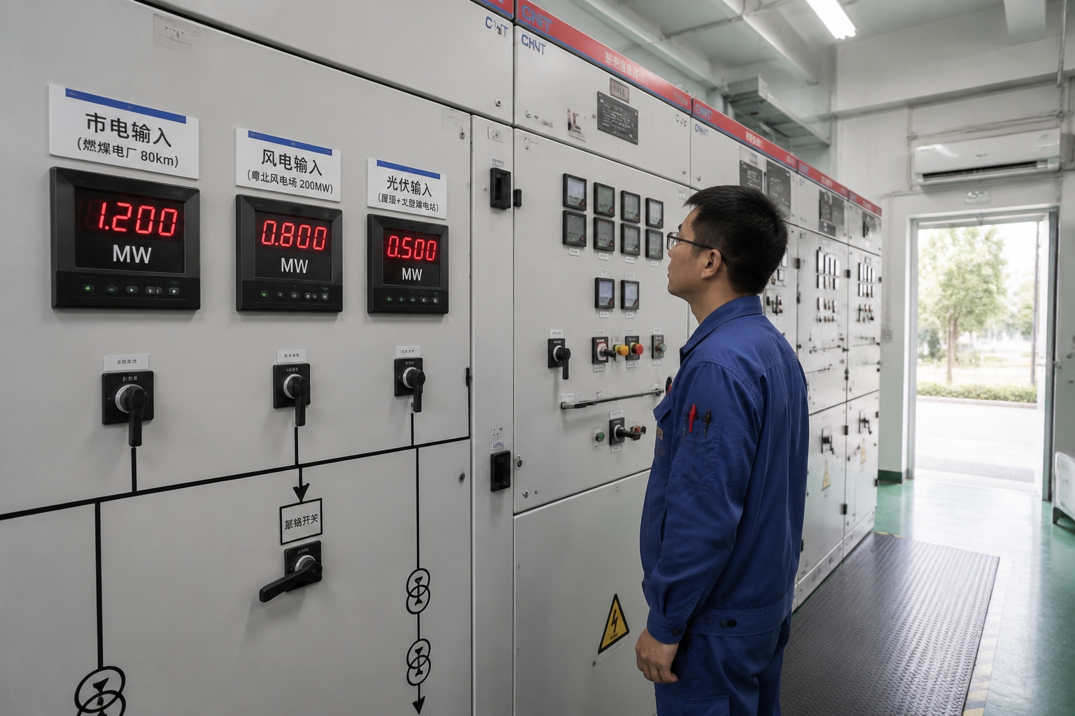 A modern coal-fired power plant in Tangshan, China with ultra-low emission scrubbers and white steam rising from cooling towers under a blue sky.