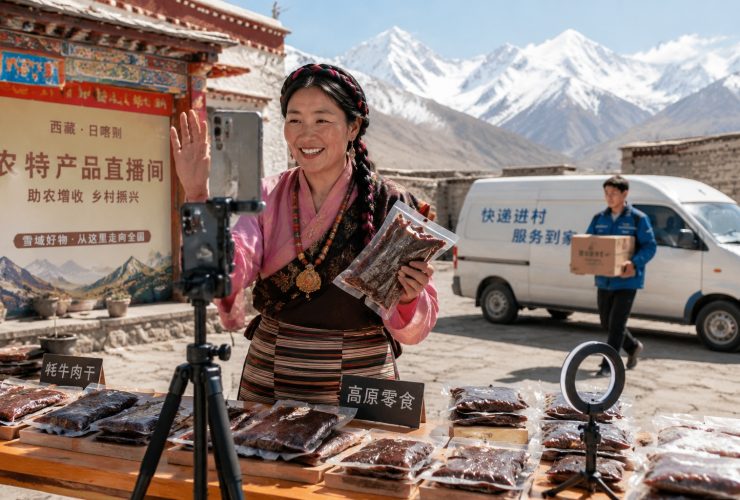In Shigatse, a Tibetan Sister Sells Yak Meat on Douyin, and the Delivery Guy Is Han