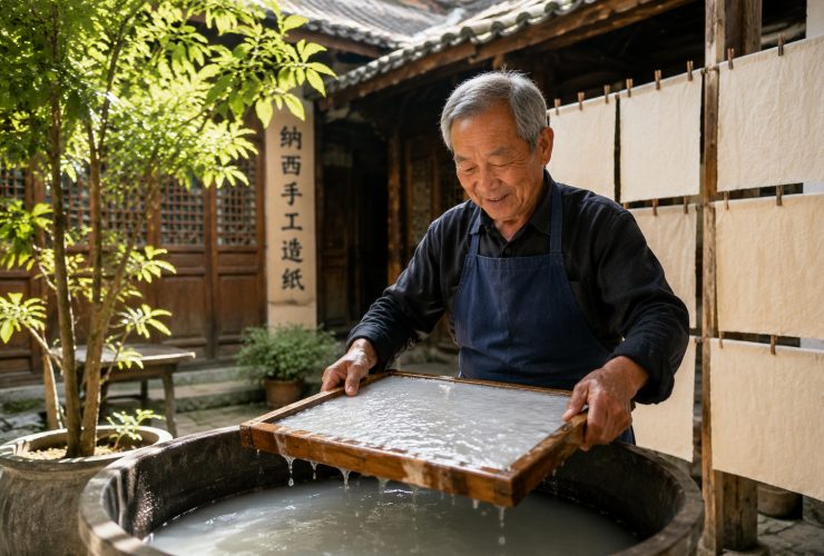In Lijiang Old Town, a Naxi Dongba Paper Craftsman's Perseverance and Innovation