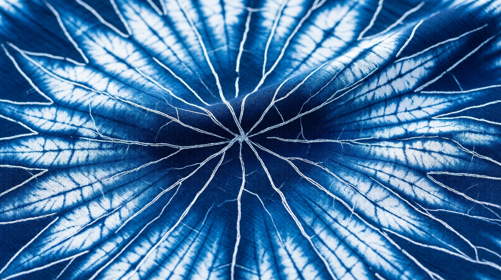 Close-up of cracked-ice pattern on indigo-dyed Guizhou batik fabric