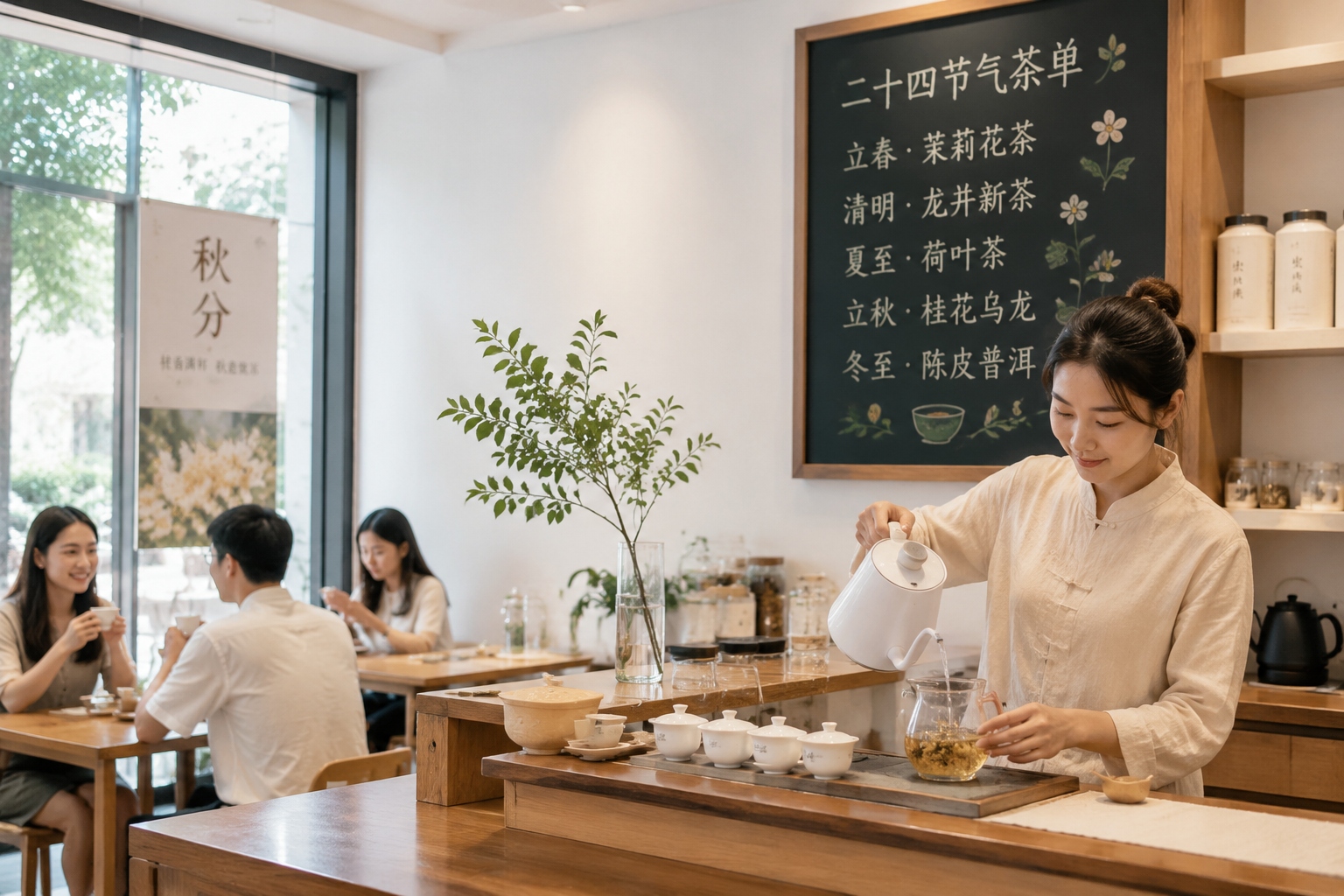 Specialty tea shop in China promoting solar term osmanthus tea