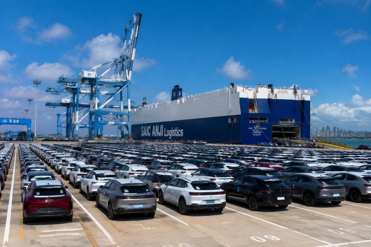 Export of new energy vehicles from a Guangdong port