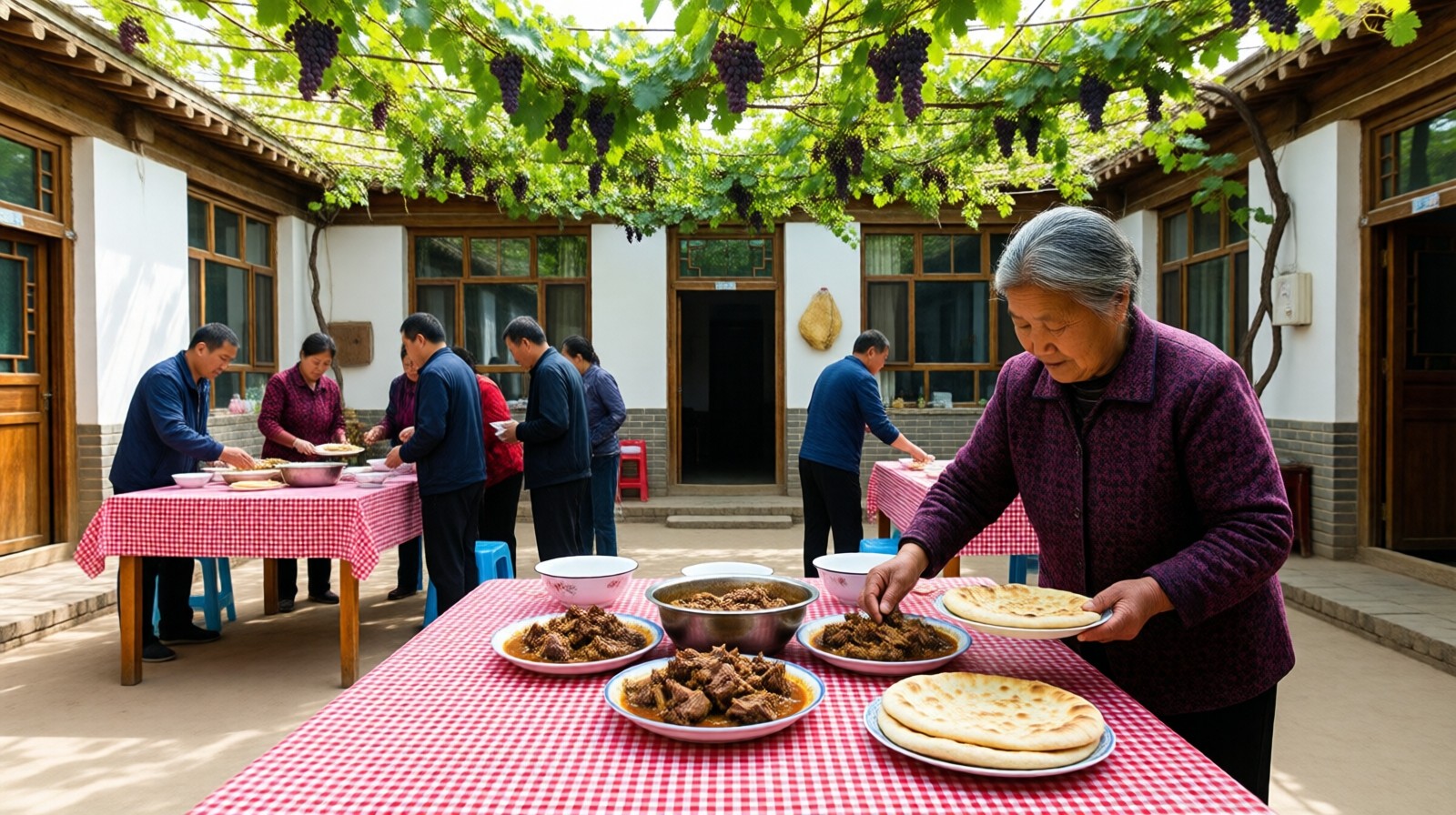 Farmhouse guesthouse serving local food to wine tourists in Ningxia