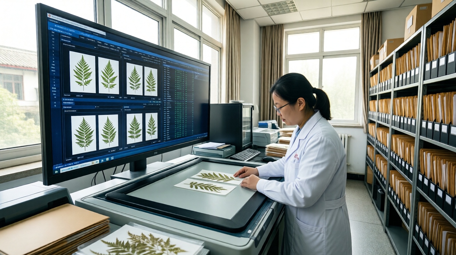 Researcher digitizing plant specimens at the herbarium of Kunming Institute of Botany