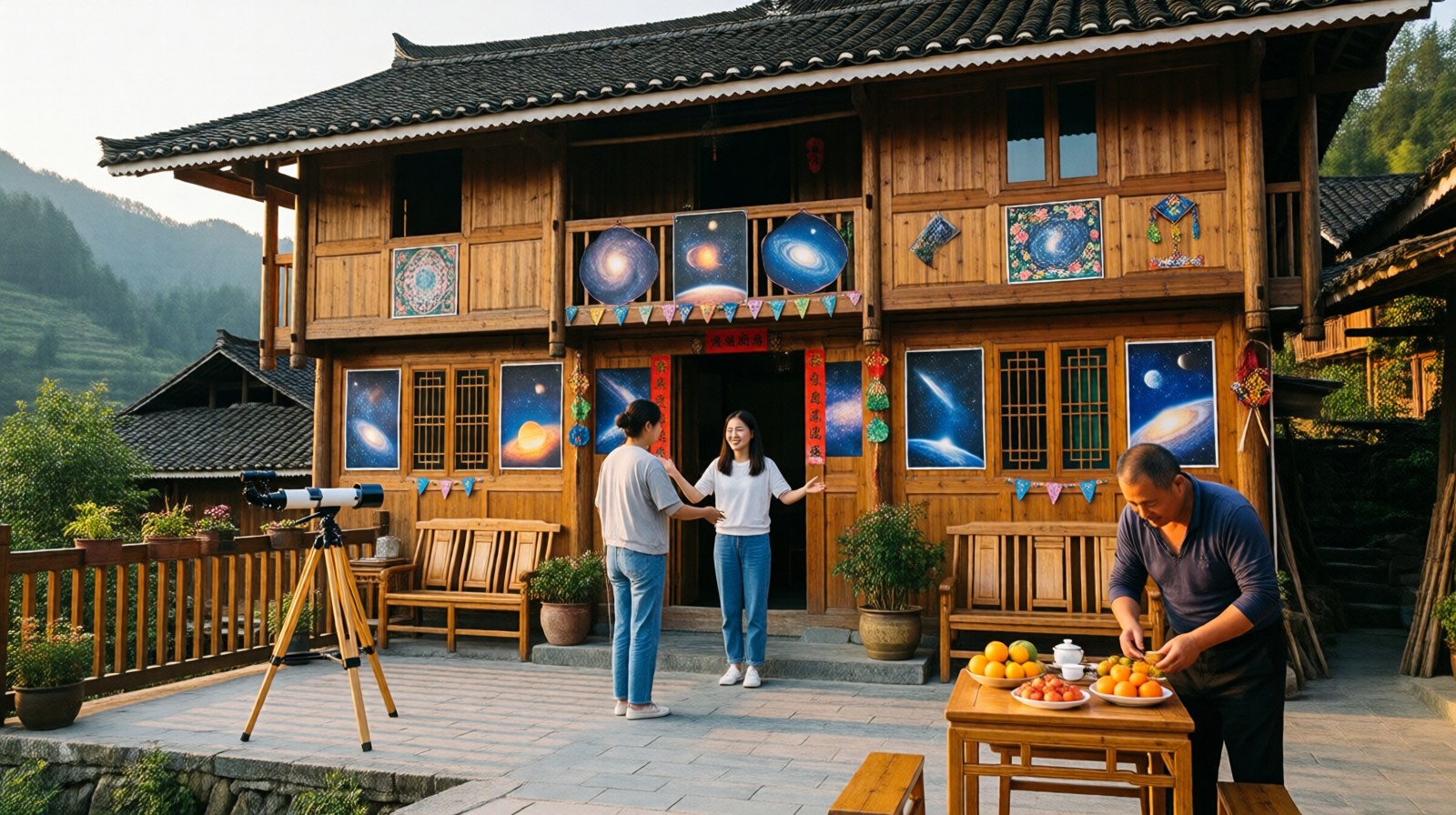 Family-run astronomy-themed guesthouse in Pingtang County, Guizhou, where tourists stay during their visit to FAST