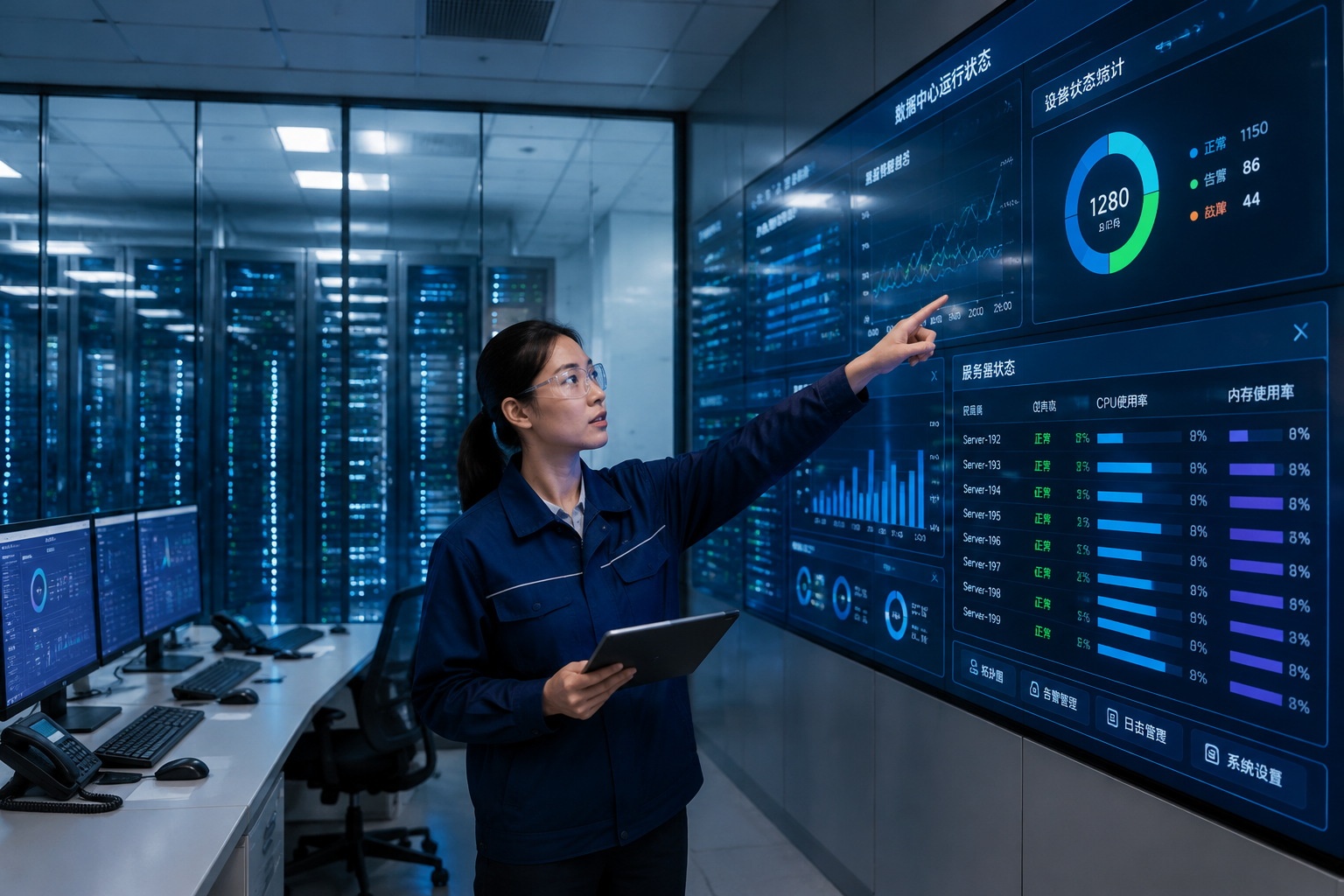 Chinese engineer monitoring servers at a data center in Guizhou, showing the human side of cloud storage