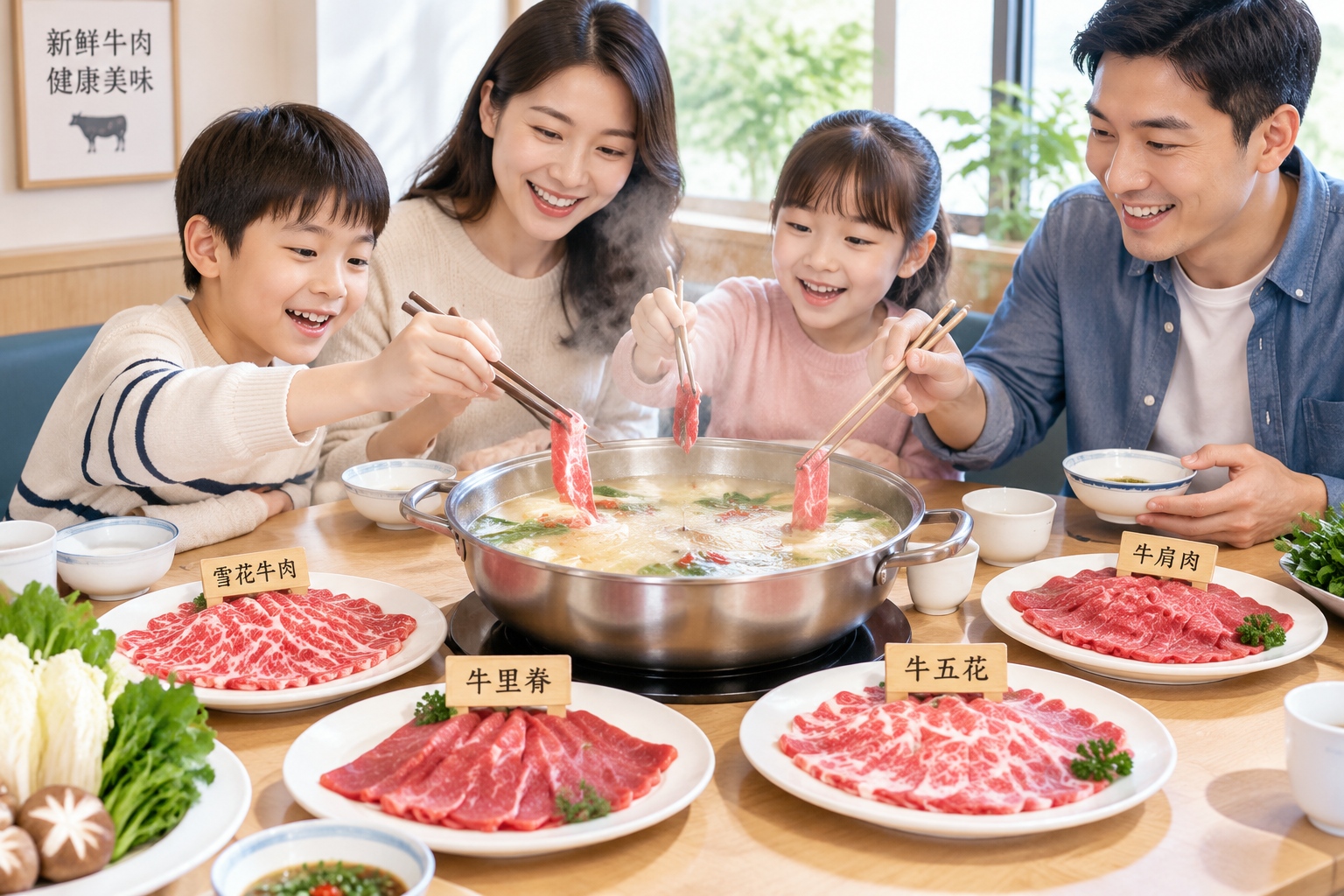 Chaoshan Beef Hotpot: Where Freshness Is Strictly Measured in Seconds 23 Variety of fresh beef cuts for Chaoshan hotpot arranged on a table next to a boiling soup pot