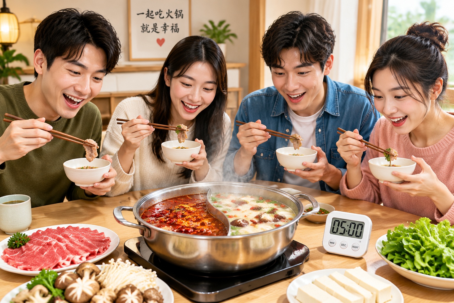 Chaoshan Beef Hotpot: Where Freshness Is Strictly Measured in Seconds 24 Diners counting seconds while cooking beef in a traditional Chaoshan hotpot restaurant