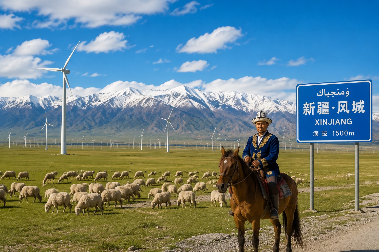 Under Xinjiang's Wind Turbines, Shepherds Still Tend Their Flocks