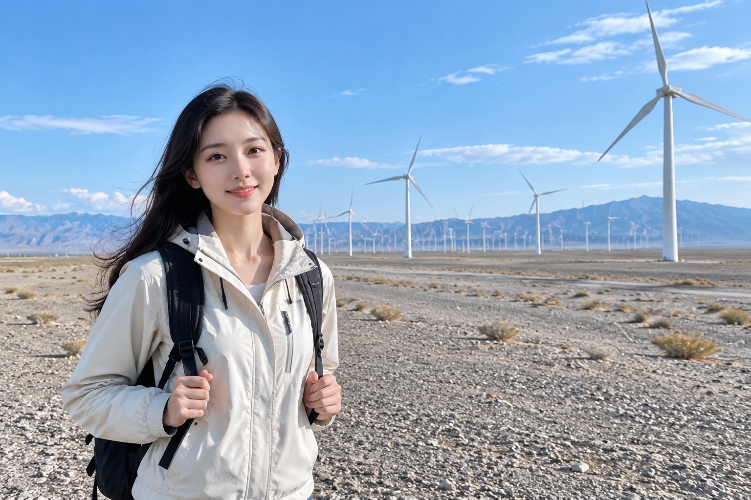 Jiuquan Wind Farm in Gansu, China, with hundreds of wind turbines on the Gobi Desert