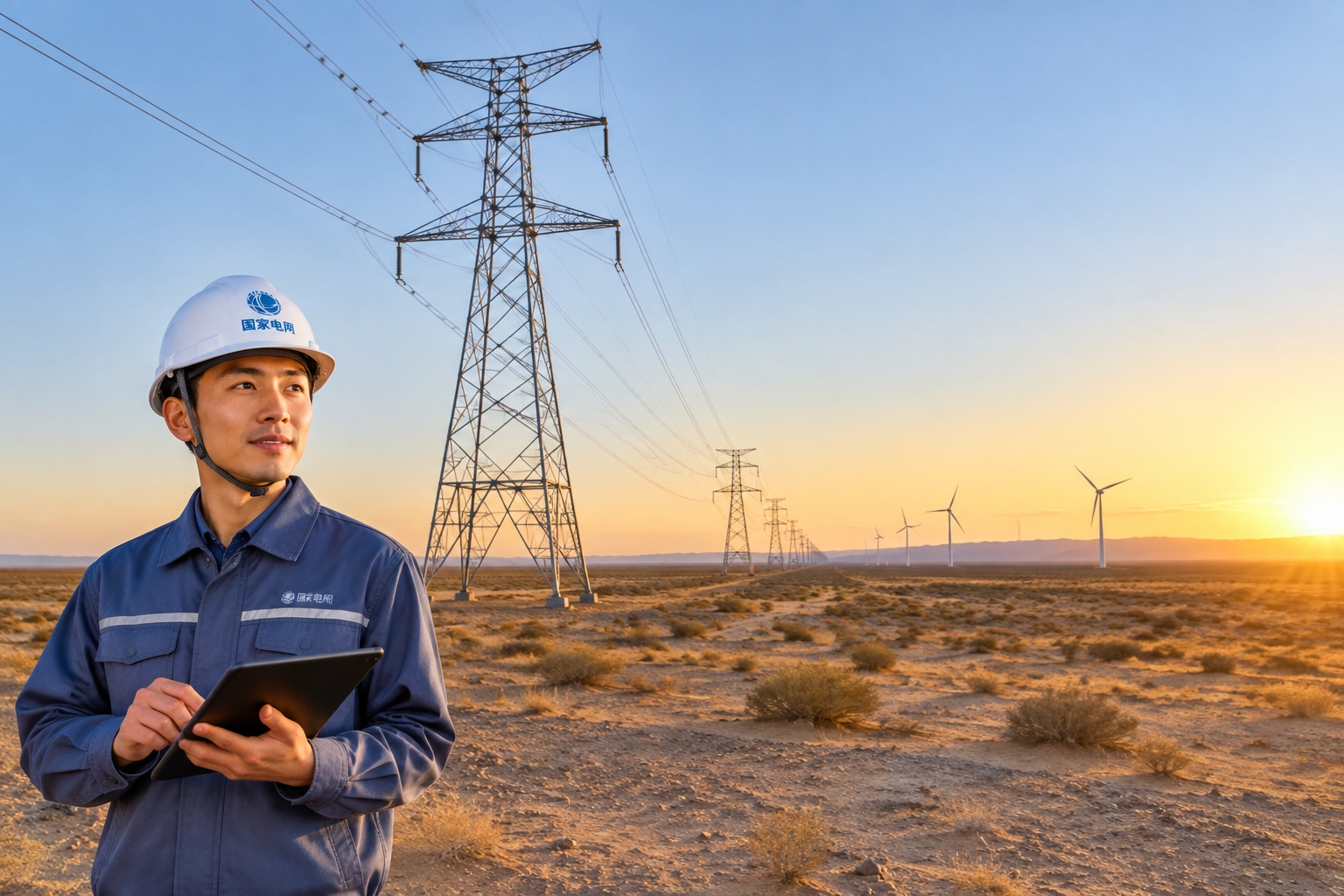 Ultra-high-voltage transmission lines carrying wind power from Jiuquan to central China