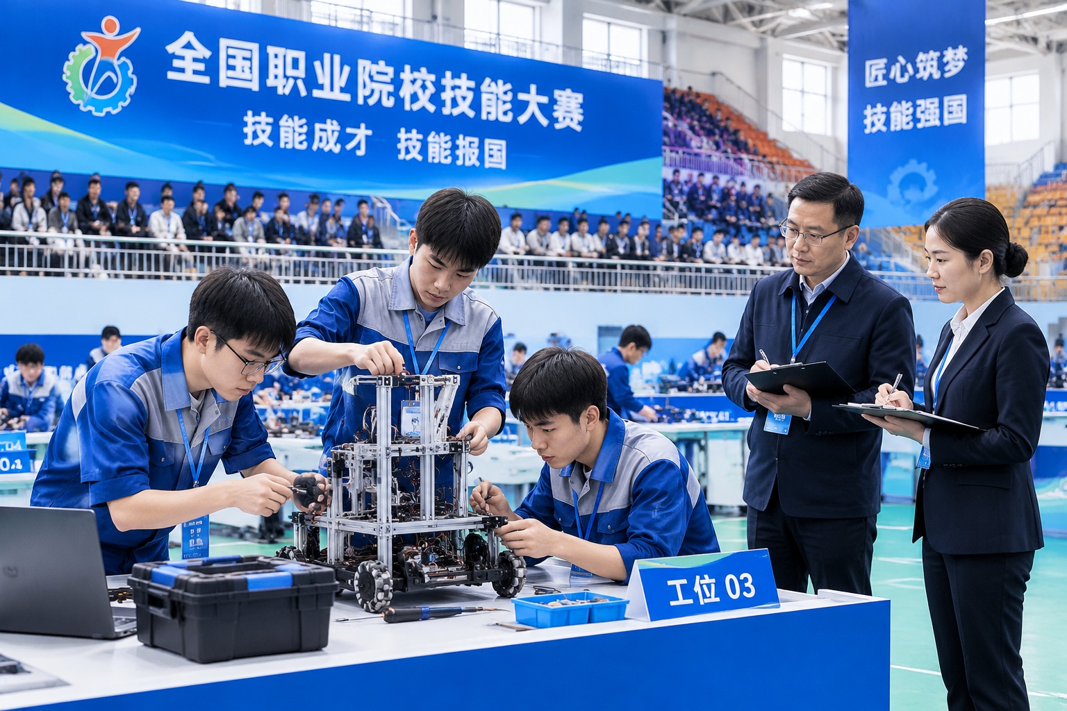 How China's Vocational Education Trains a New Generation of Artisans 23 Chinese vocational students compete in a national robotics assembly contest in a large exhibition hall