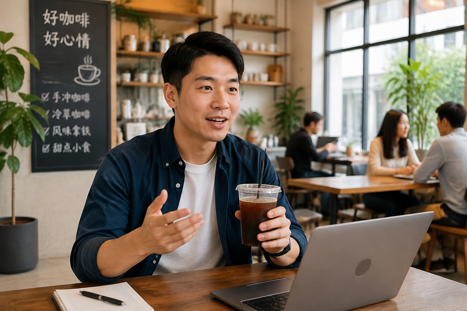 Chinese returnee entrepreneur Alex Liu shares his startup story over coffee in a Shenzhen cafe