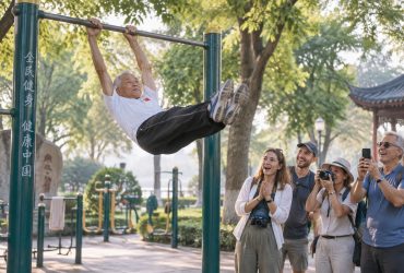 Chinese Grandpas Spinning on Bars, Leaving Foreign Tourists Stunned