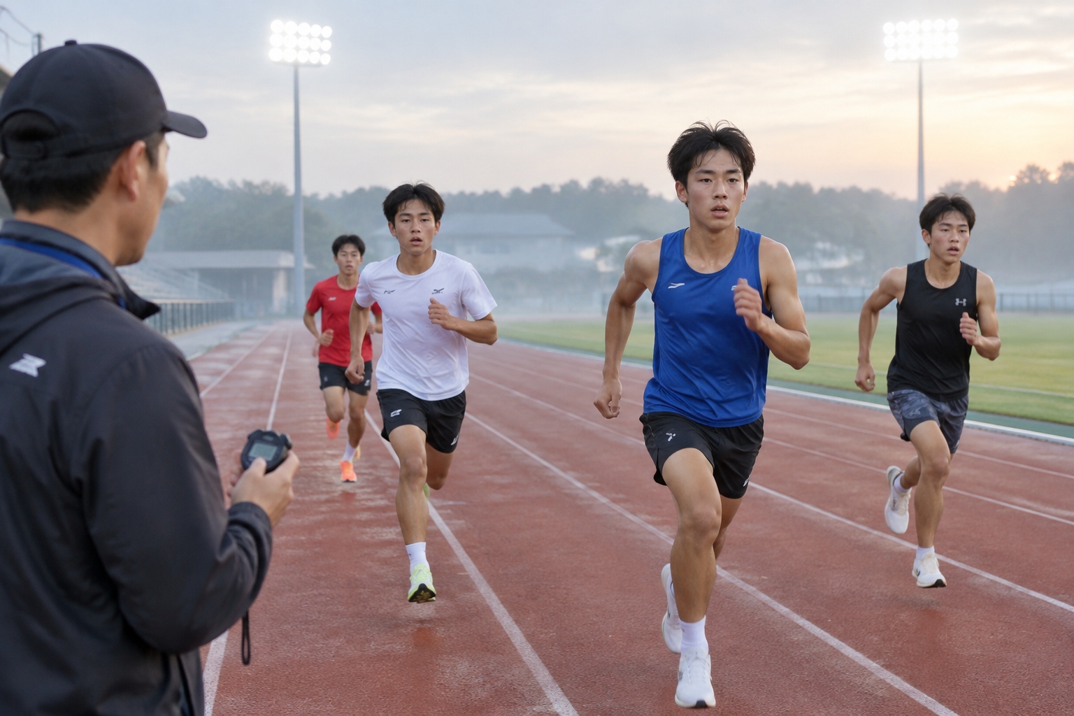 The Track at 4 a.m.: Inside the Grind of Chinese Student Athletes 22 Chinese student athletes train on a track at 4 a.m. under floodlights at a sports school in Zhengzhou
