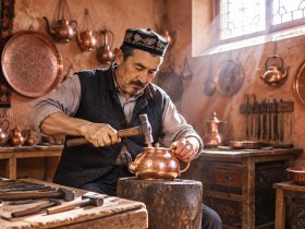 In Kashgar's Old City, a Uyghur Craftsman Hammers a Copper Pot into a Thousand Years of Echoes