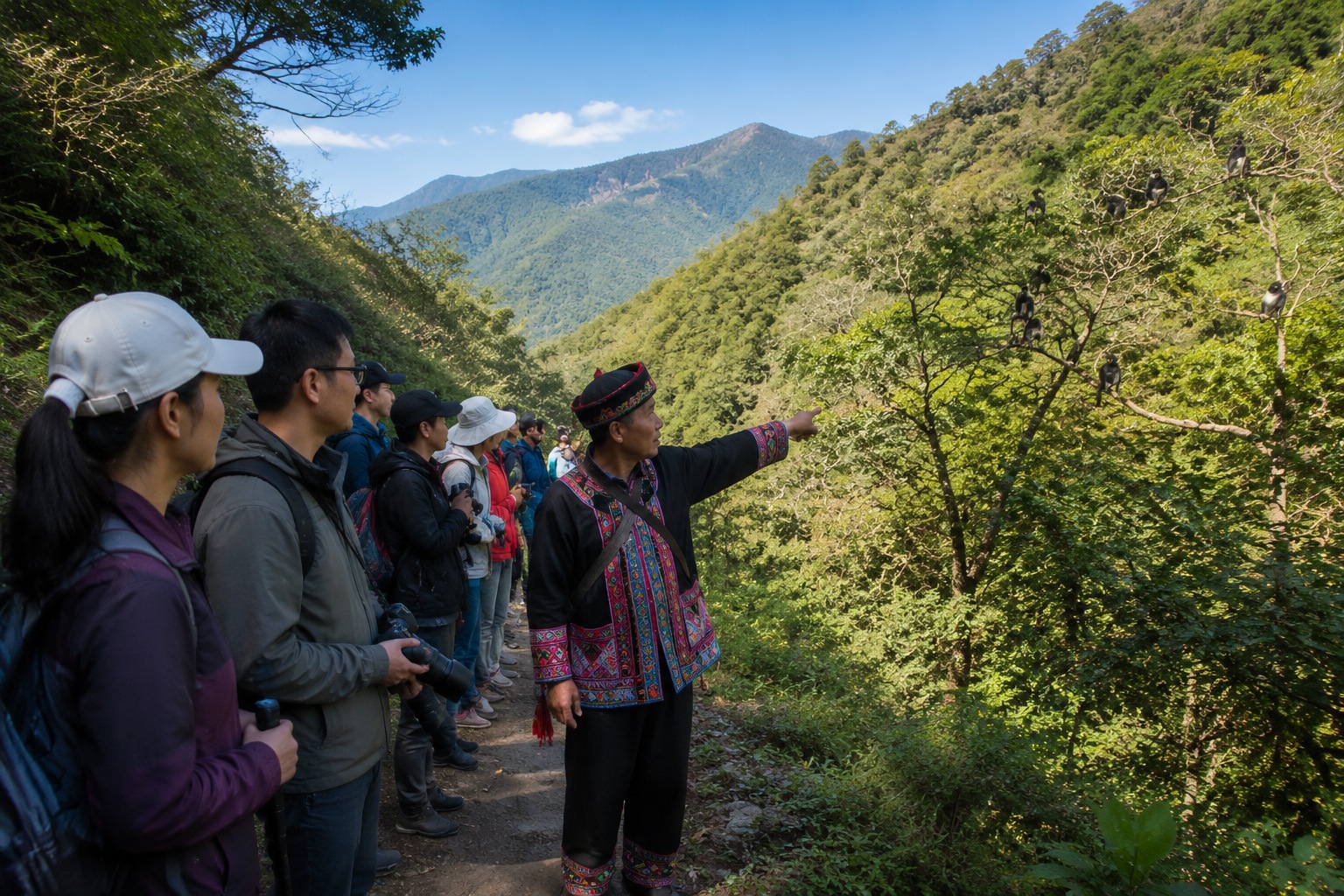 In Nujiang, Yunnan, a Lisu Former Hunter Exchanges His Bow for a Ranger's GPS 23 Eco-tourists following a Lisu ranger in Nujiang Yunnan to observe snub-nosed monkeys