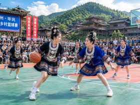 In a Miao Village, Guizhou: Girls Play Basketball in Pleated Skirts, Foreign Tourists Fill the Stands