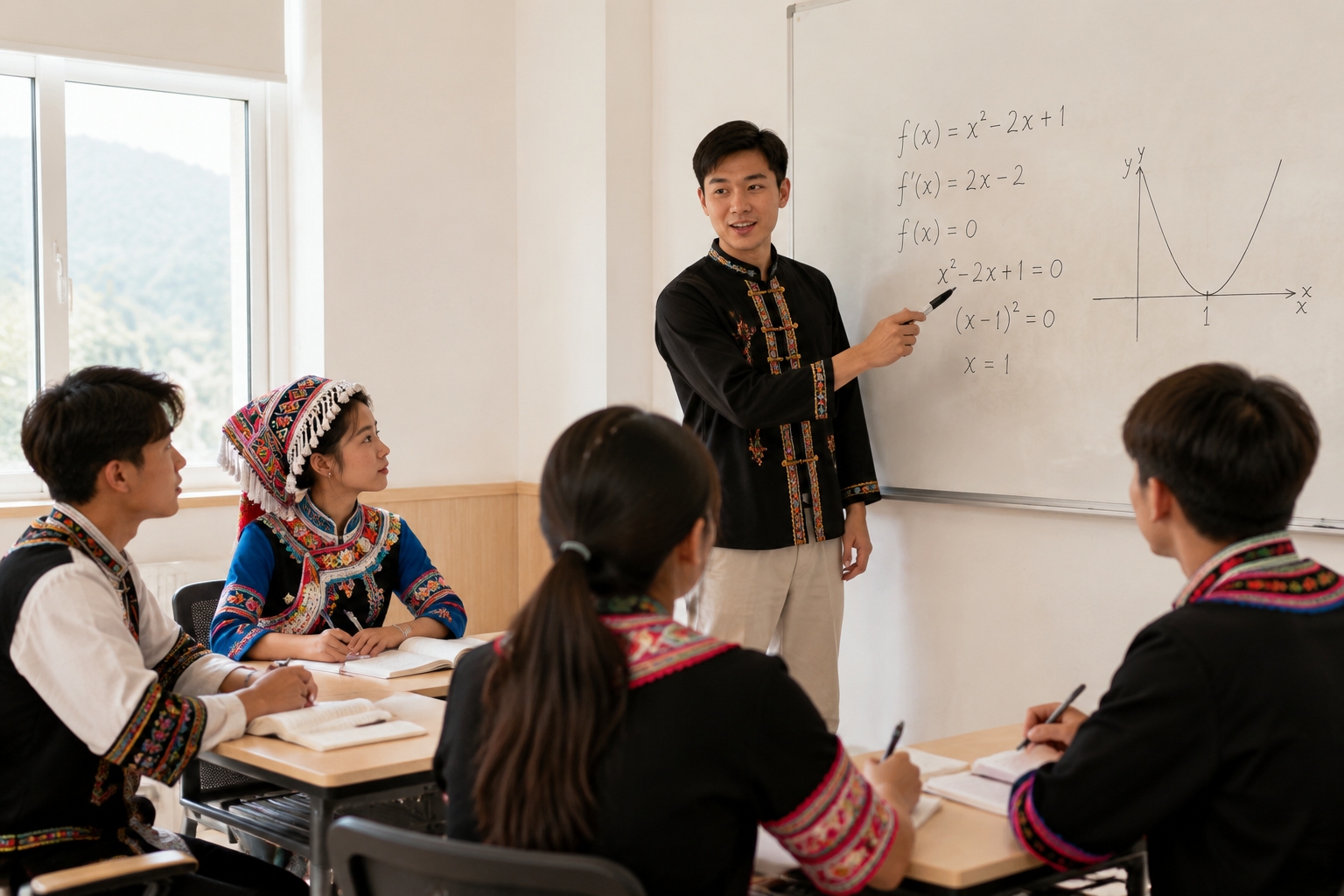 Ethnic minority preparatory class students learning mathematics in a university classroom in southwest China