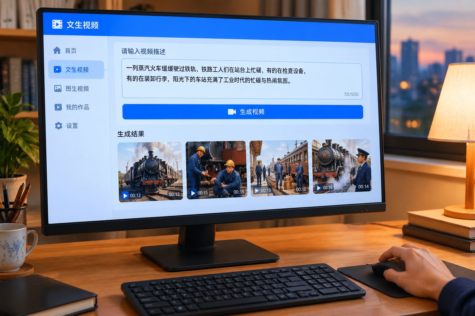 AI video generation interface used by Chinese indie filmmakers to create scenes for micro-budget films