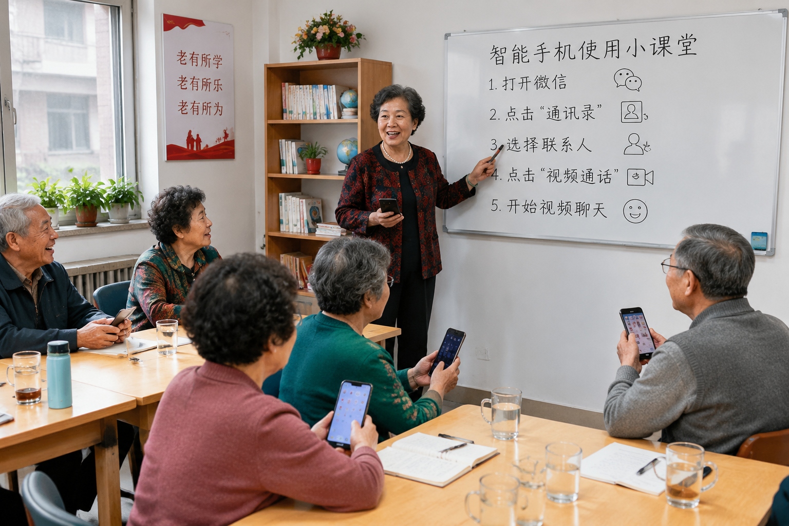 Learning AI at 60: A Beijing Retiree Turns Her Family into Movie Stars 25 Senior students in a Chinese community class learning AI short video making from their peer instructor