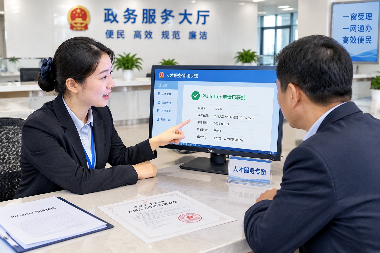Chinese company representative receiving a government-approved invitation letter to support an overseas employee's business visa to China.