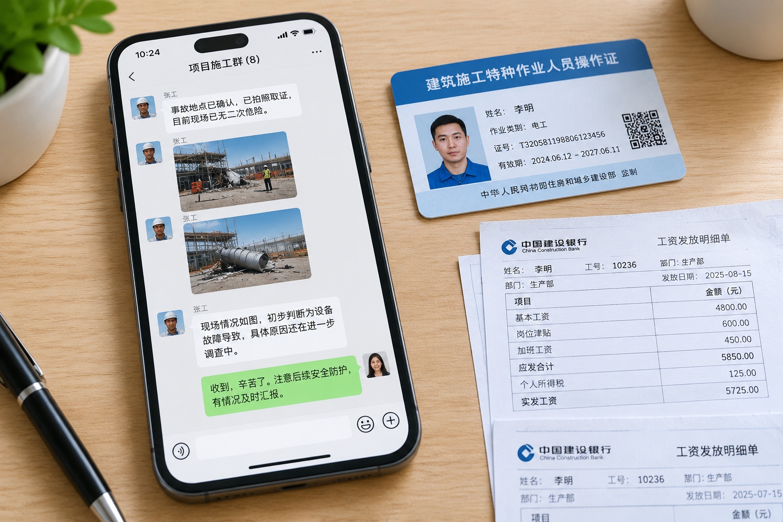 WeChat message screenshot documenting a workplace injury sent by a foreign employee in China