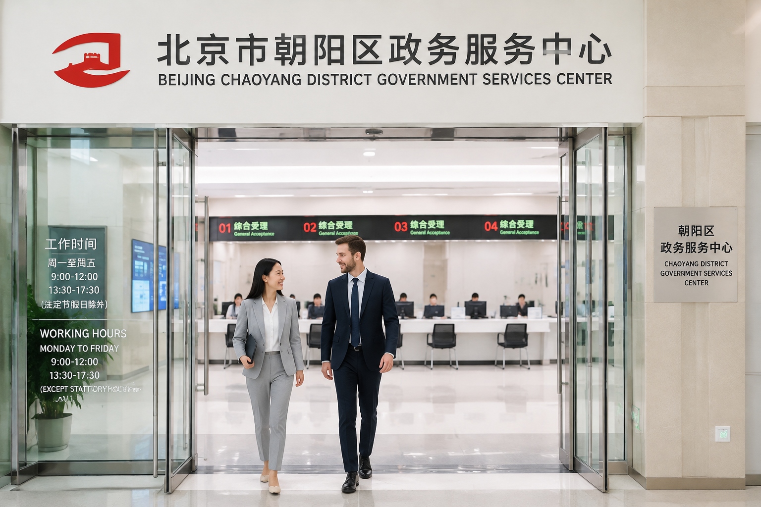 Beijing government service hall where foreign entrepreneurs handle business registration procedures