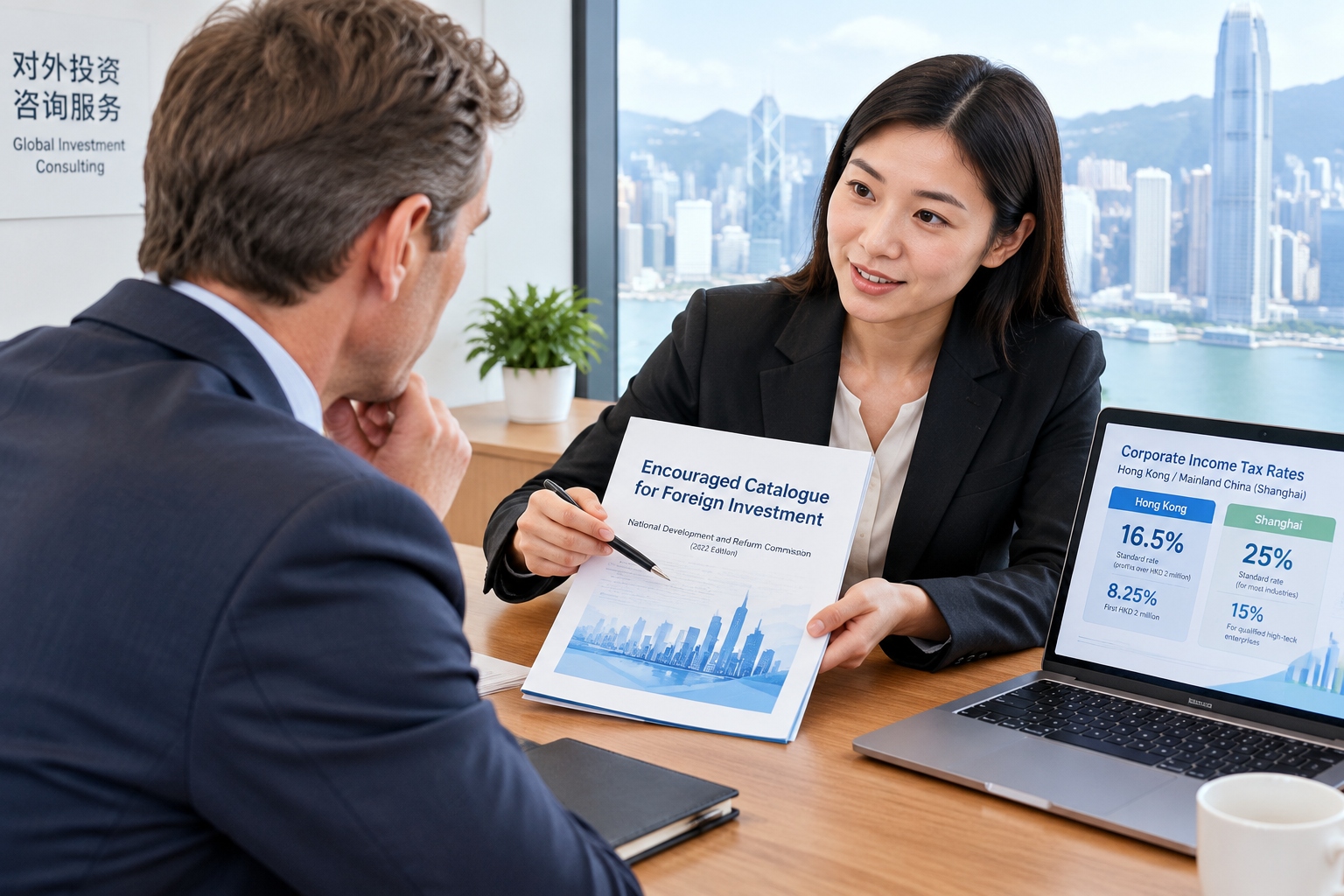 China's 2026 Negative List for Foreign Investment: Restricted, Prohibited, and Encouraged Sectors 24 Tax advisor explaining encouraged negative list tax incentives to foreign investor in China