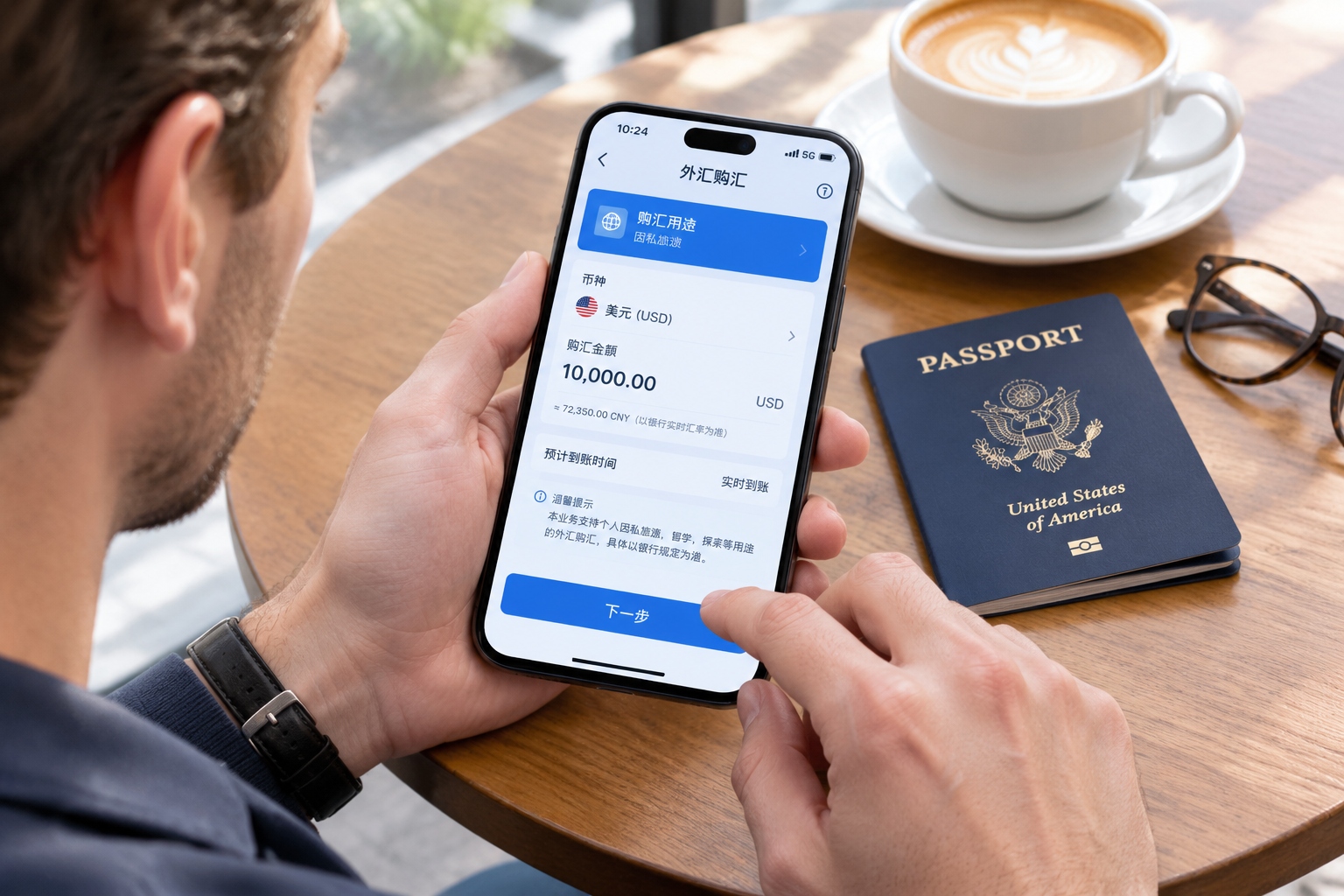 Expat using a Chinese mobile banking app to buy foreign currency within the annual 50,000 USD quota