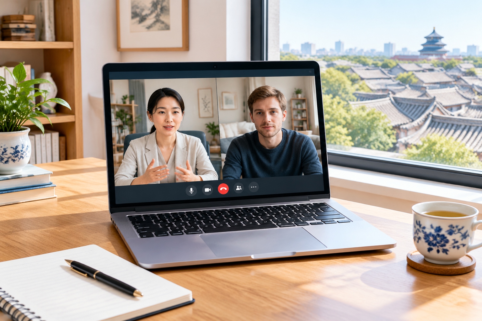 Expats using online therapy video call with an English-speaking therapist in China