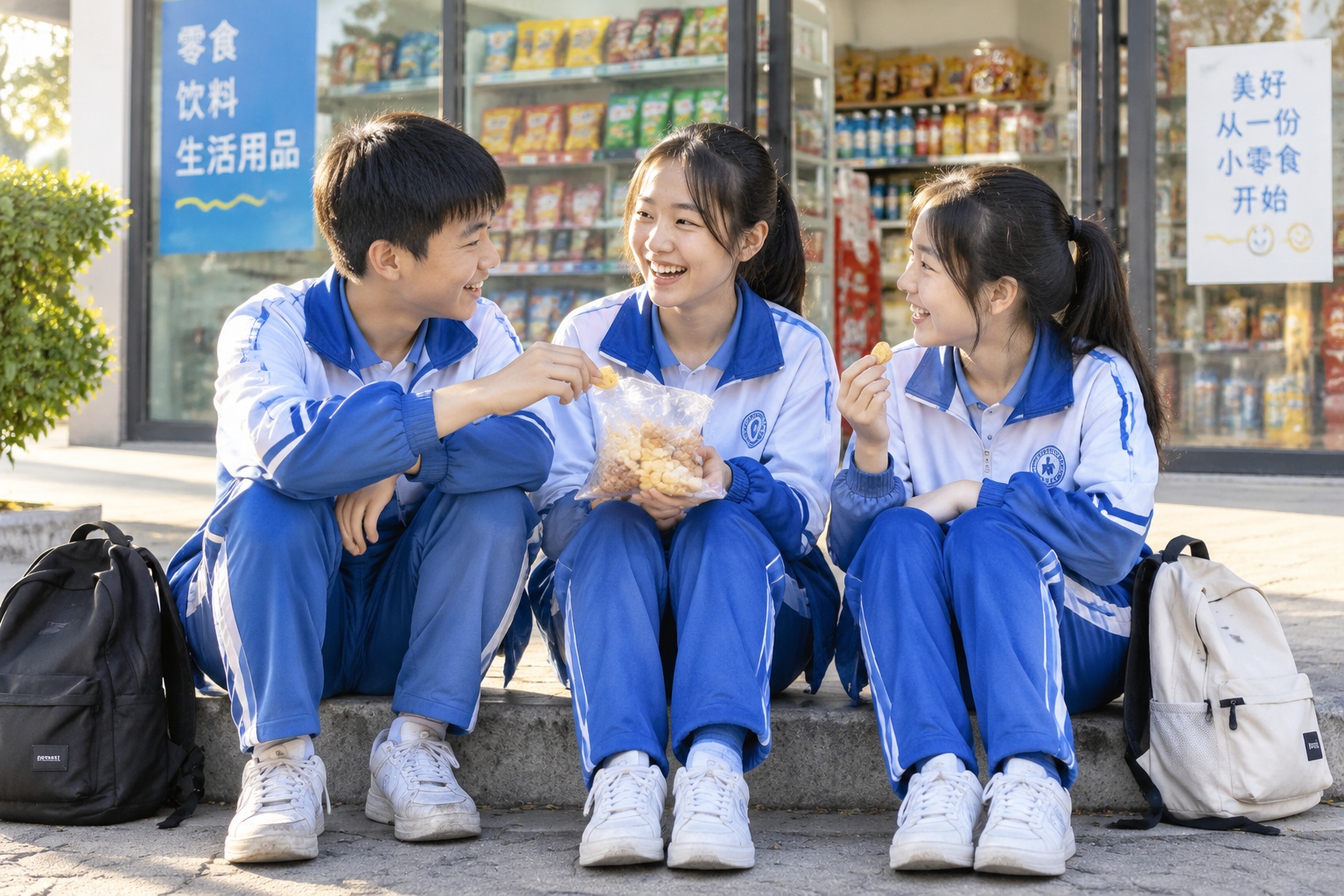 The School-Bell Hangout: How Discount Candy Stores Became a Teen Magnet in Small Chinese Towns 24 Teenagers share snacks on the sidewalk outside a Chinese discount snack store after school