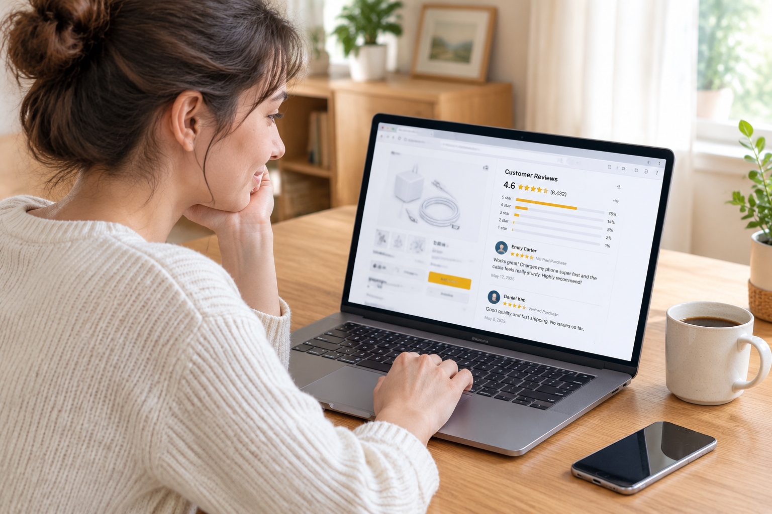 The Hidden Champions: 5 Chinese Phone Accessory Brands You've Never Heard Of 24 Customer researching Chinese phone accessory brands on an online marketplace at home
