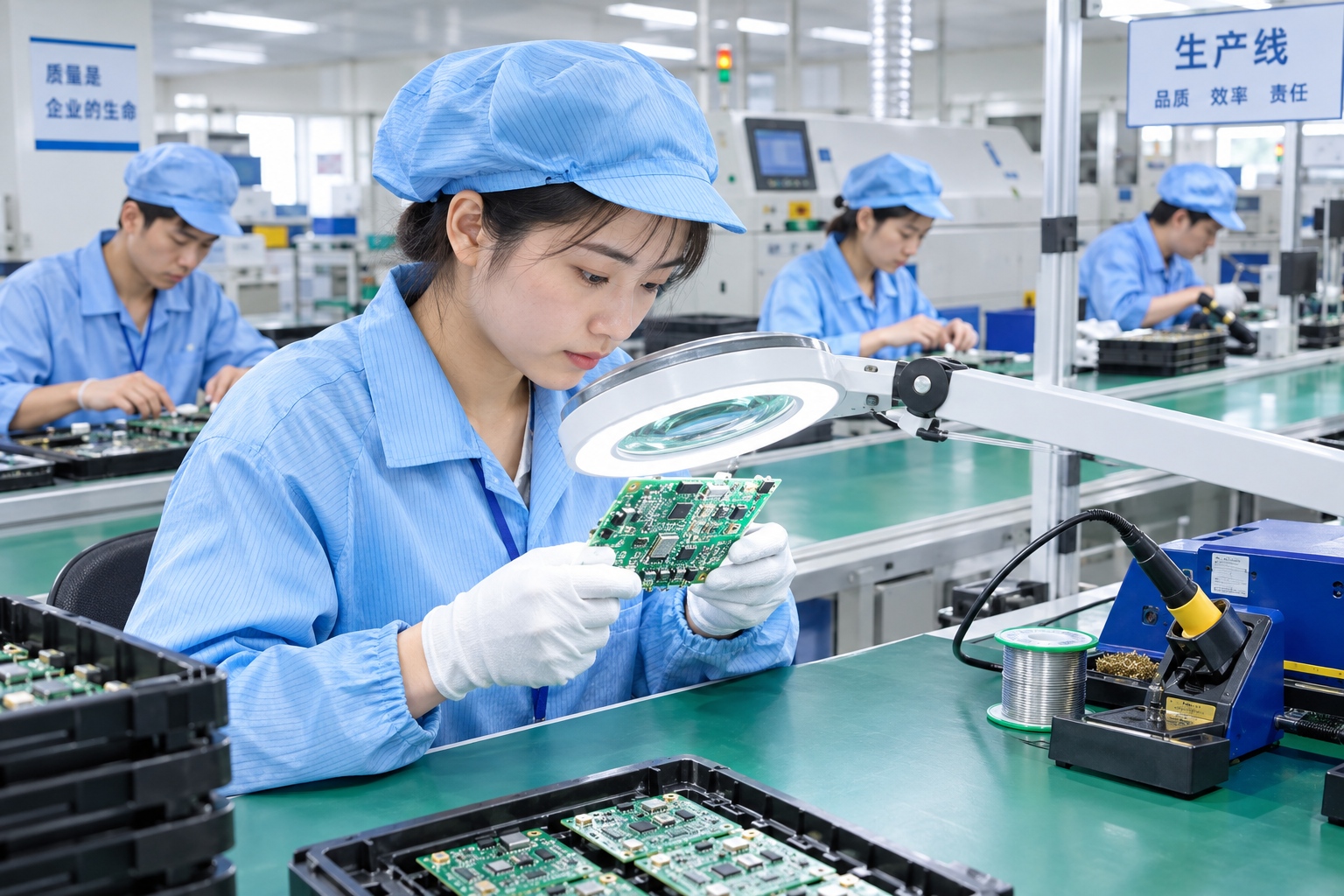 Quality Control in China: How to Set Up Inspection and Avoid Common Pitfalls 23 In-process quality control of electronic circuit boards in a Chinese factory