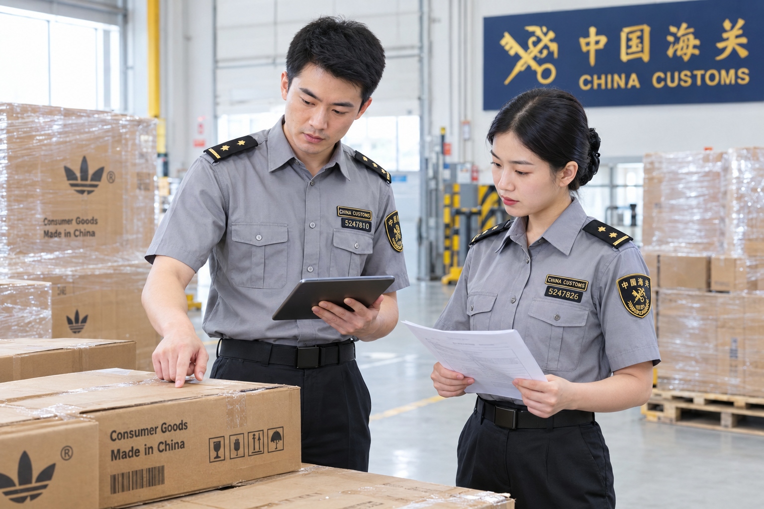 Intellectual Property Protection When Sourcing from China: What You Must Know 22 Chinese customs officers inspecting goods in a warehouse to enforce intellectual property rights