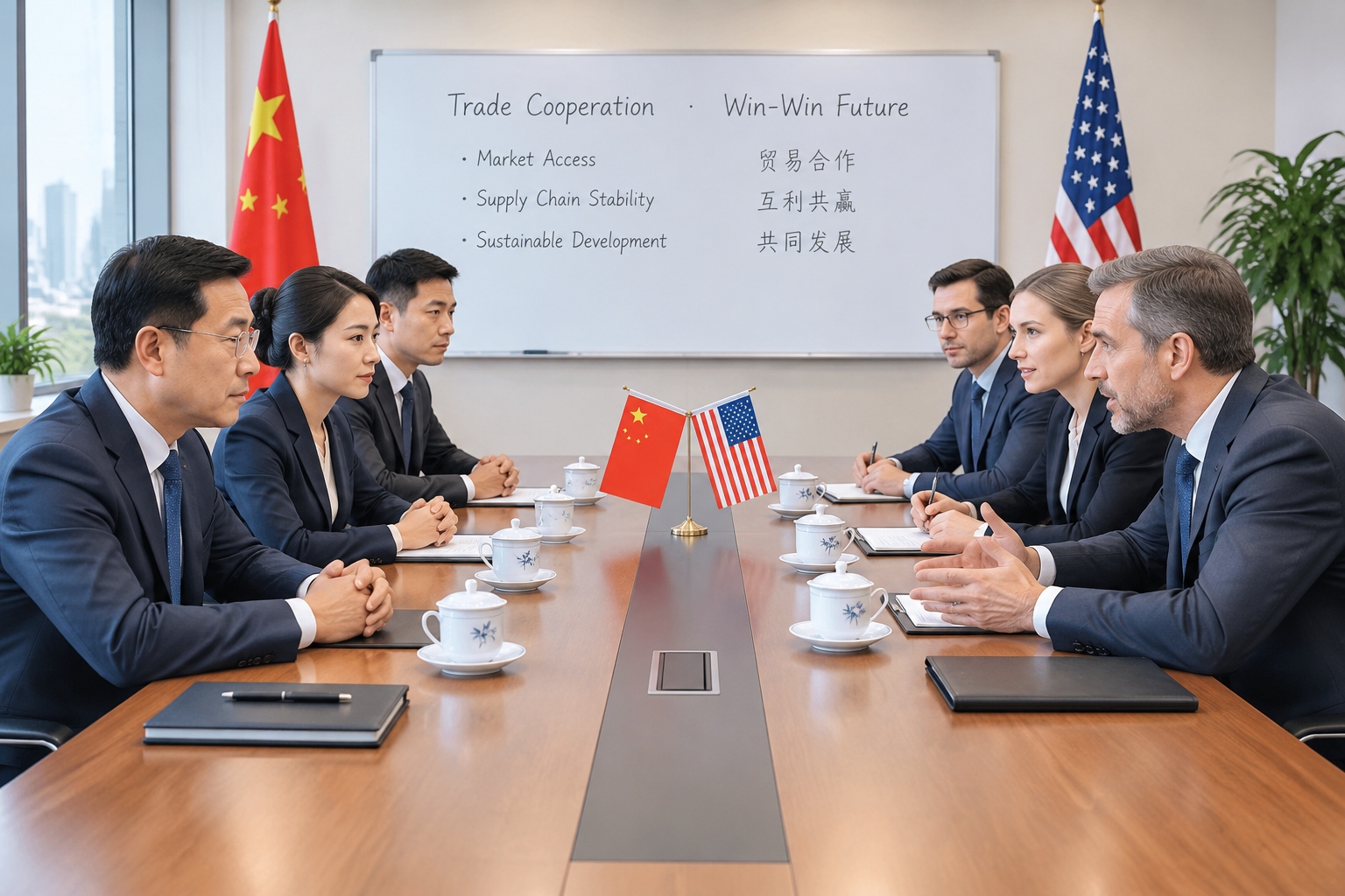 Silence during a Chinese business negotiation, with a Chinese and Western counterpart at the meeting table
