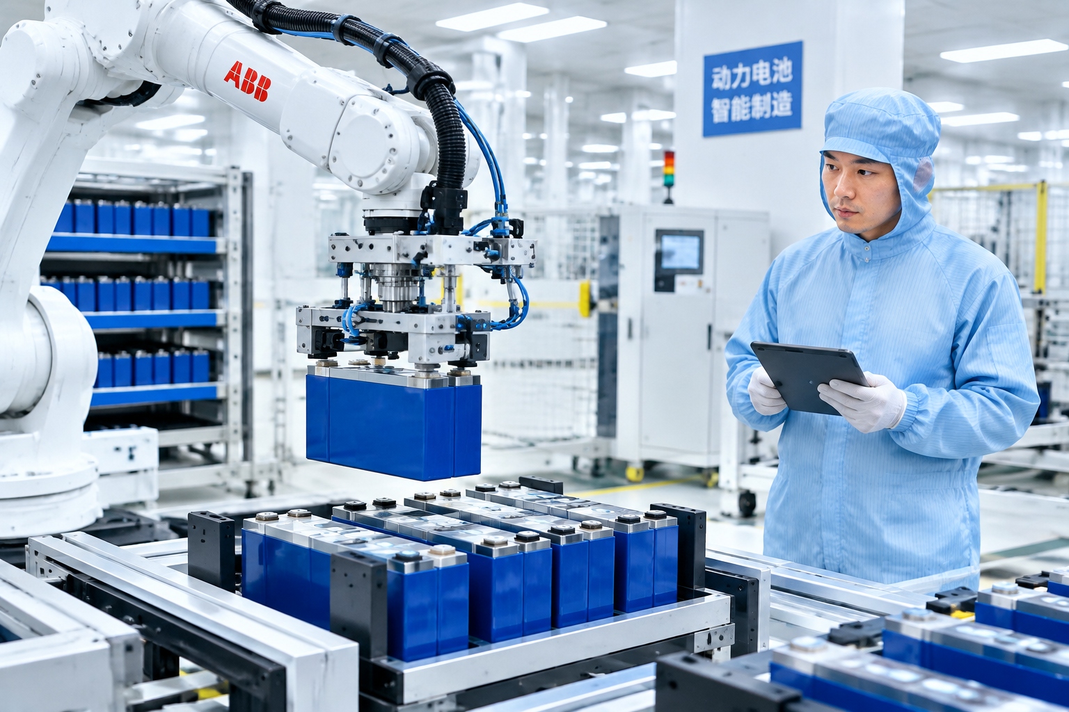 The Rise of China's EV Industry: What Foreign Suppliers and Partners Need to Know 23 Robotic arm handling battery modules in a Chinese EV battery factory