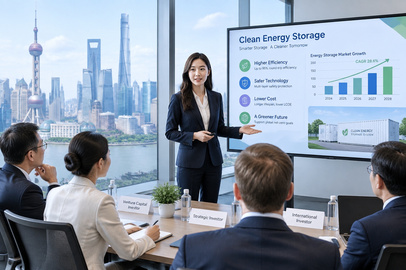 Venture capital roadshow in Shanghai presenting clean energy storage startup to Chinese and international investors