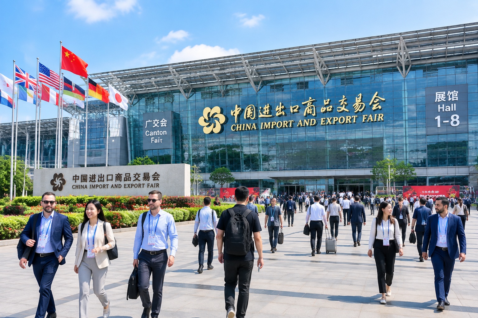 International business visitors at the Canton Fair complex in Guangzhou
