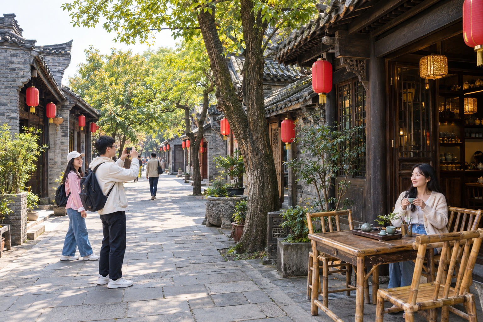 Chengdu: Panda Base, Hot Pot, and the Rise of China's Western Tech Hub 23 Kuanzhai Alley Chengdu old street with tea house and tourists