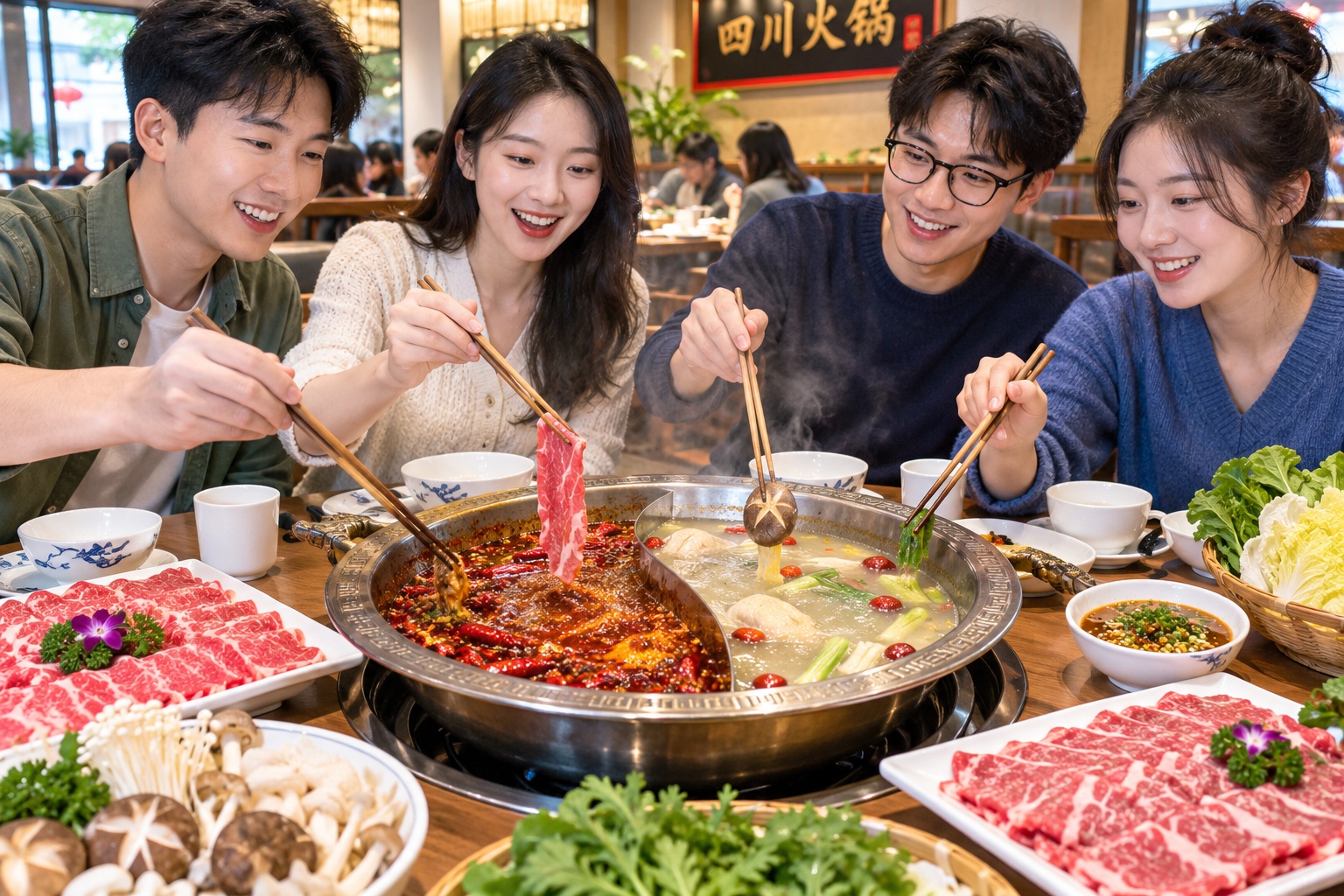 Chengdu: Panda Base, Hot Pot, and the Rise of China's Western Tech Hub 24 Sichuan hot pot boiling at table with meat and vegetables in Chengdu