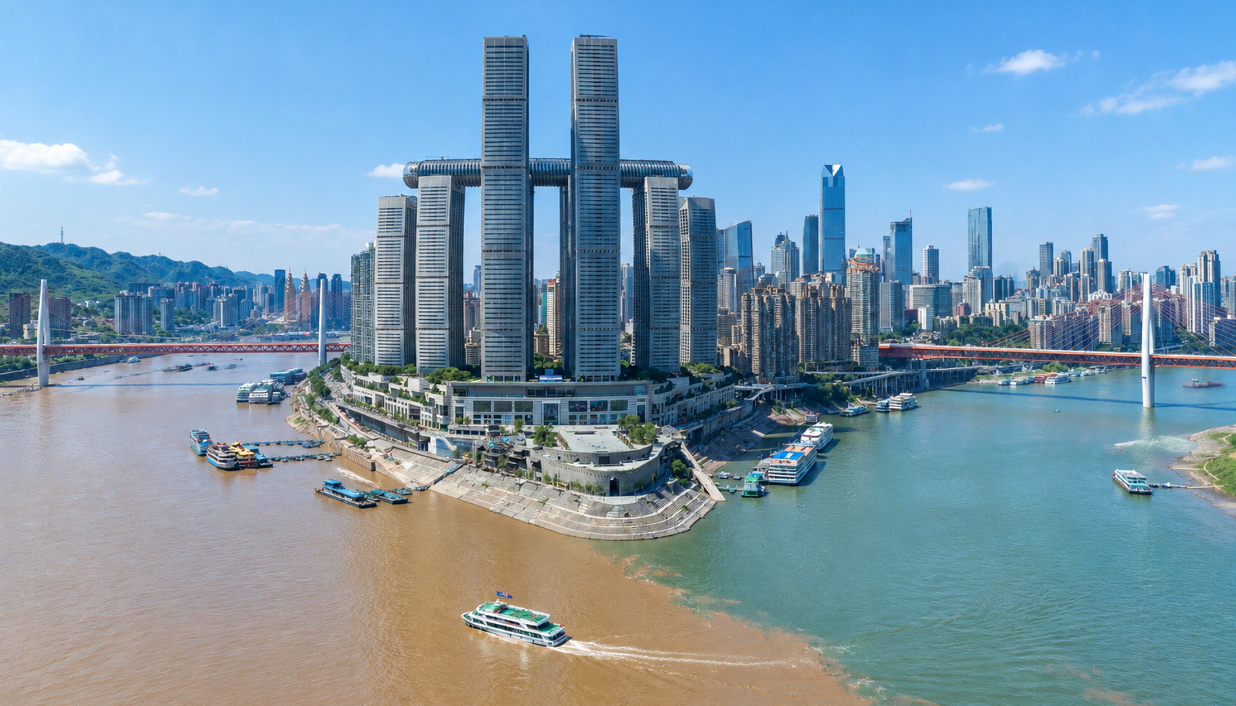 Chongqing: The Mountain City That's Reshaping China's Interior Economy 23 Yangtze and Jialing rivers joining at Chaotianmen in Chongqing