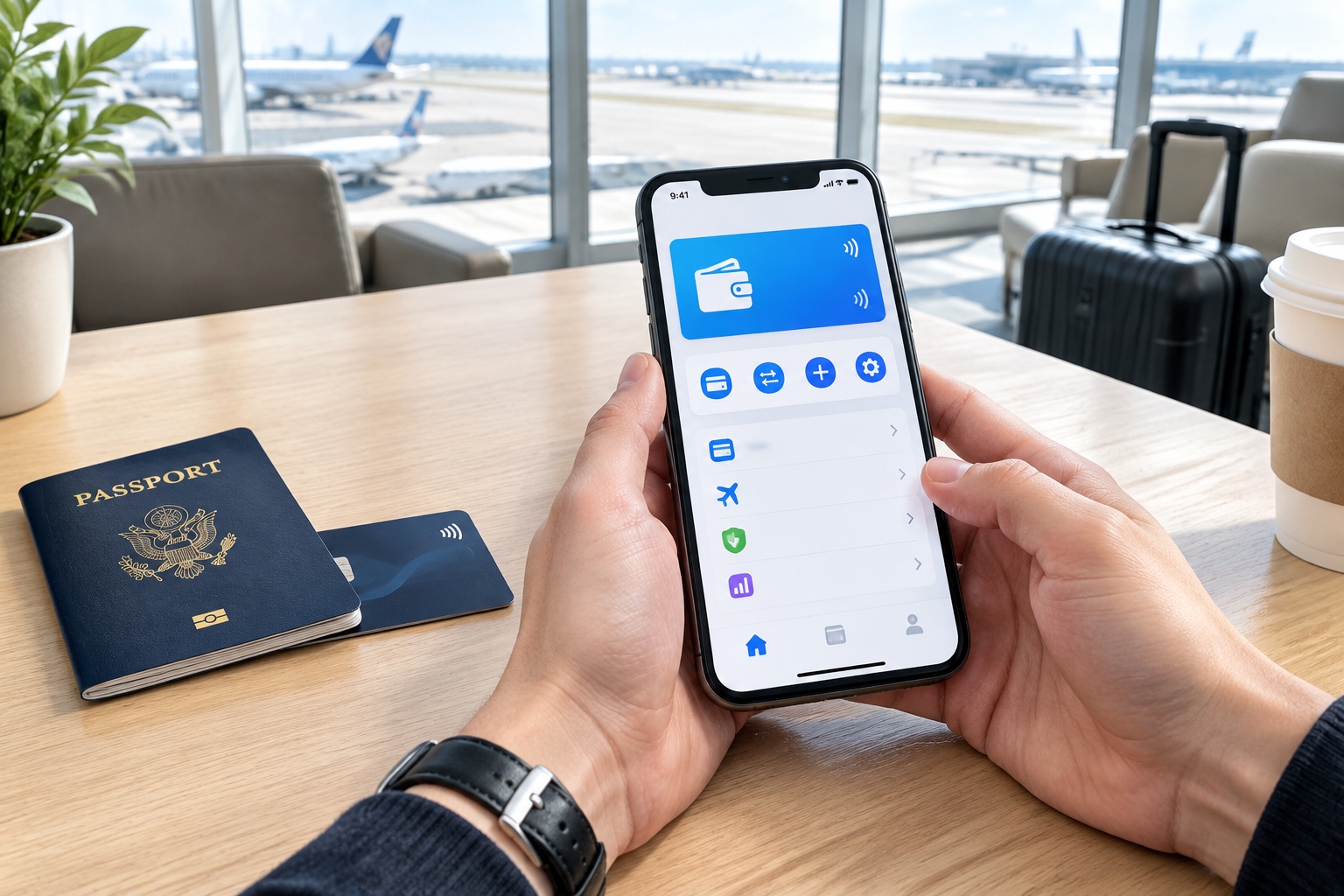 Setting up mobile payment app on a smartphone with international credit card and passport