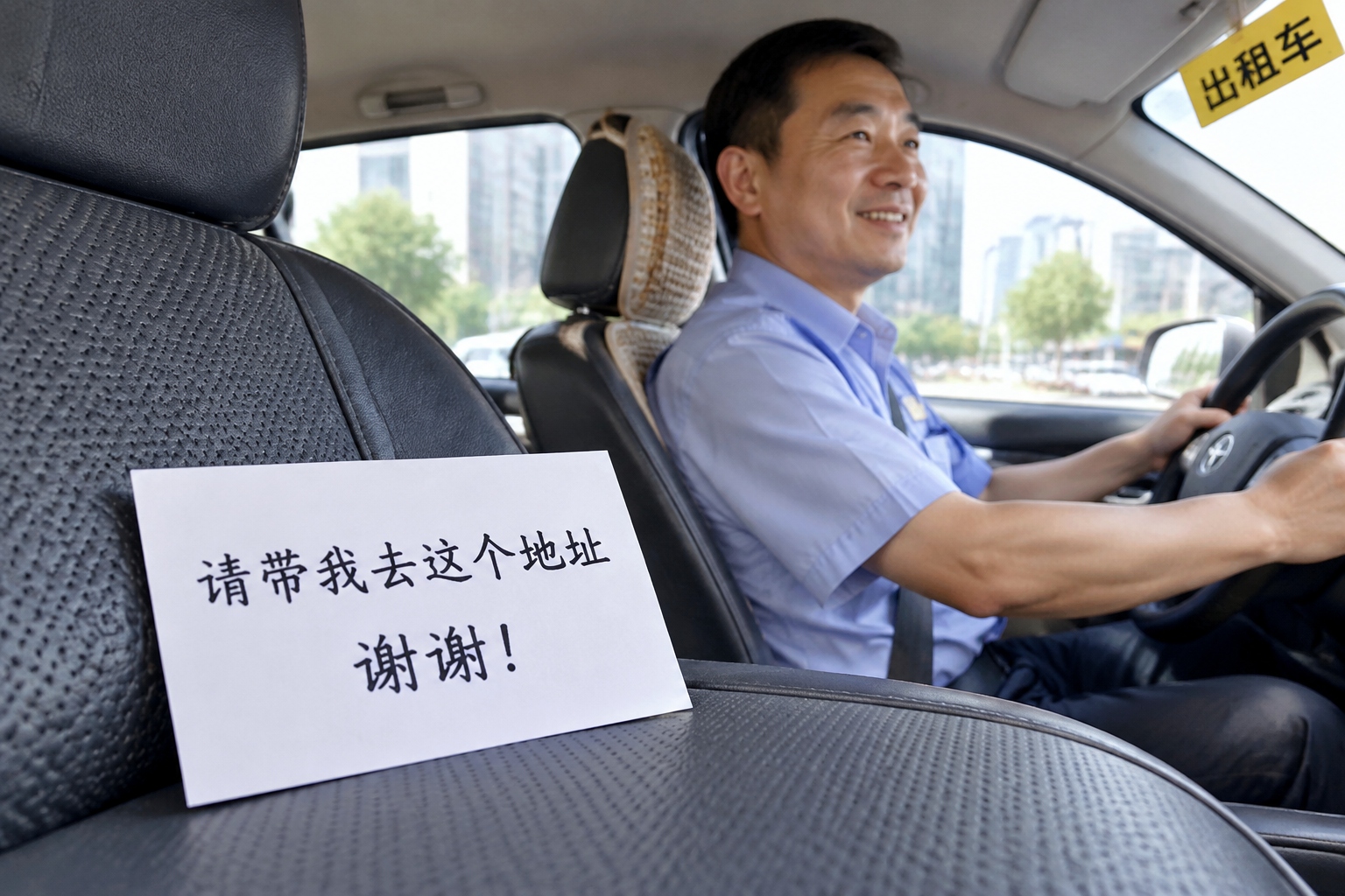 Chinese address card for taxi driver showing Please take me to this address.
